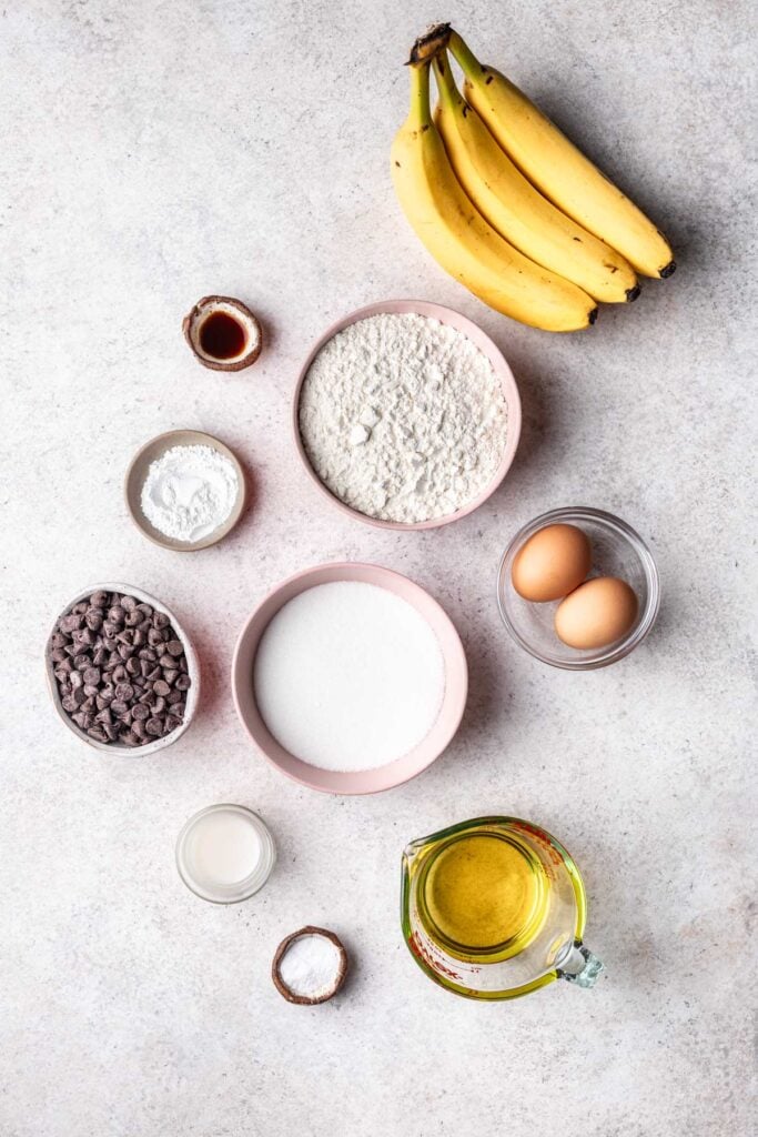 Bowls of ingredients on a grey background