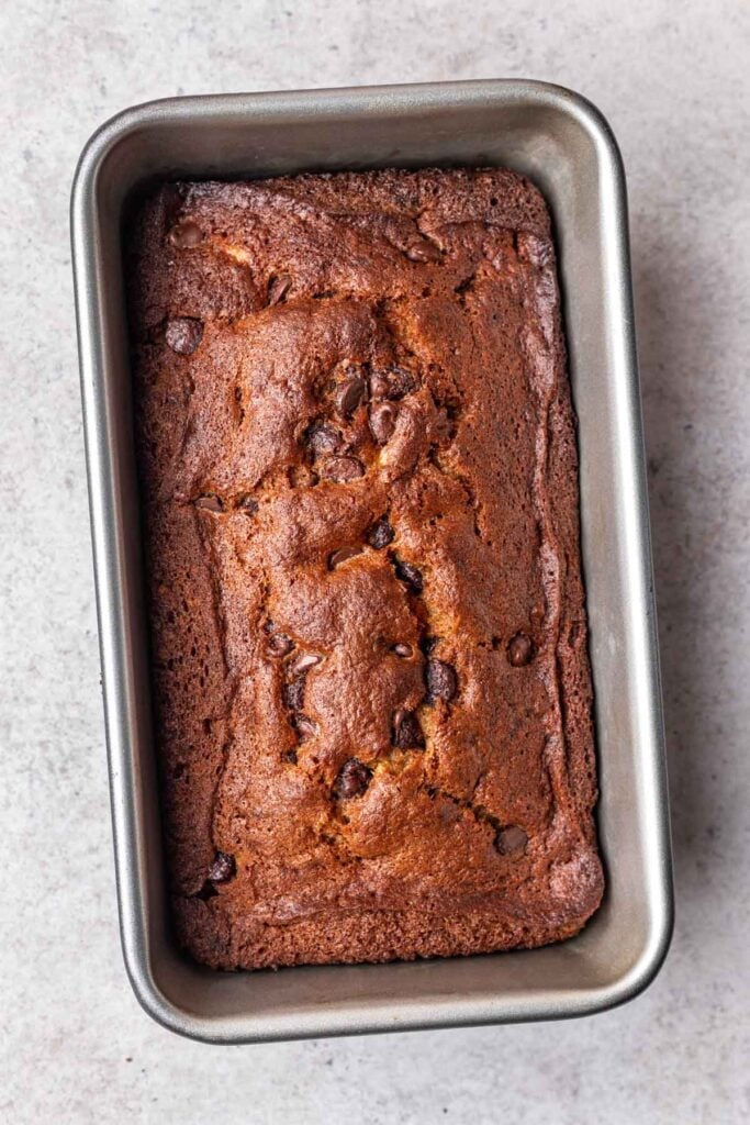 banana bread in a loaf pan