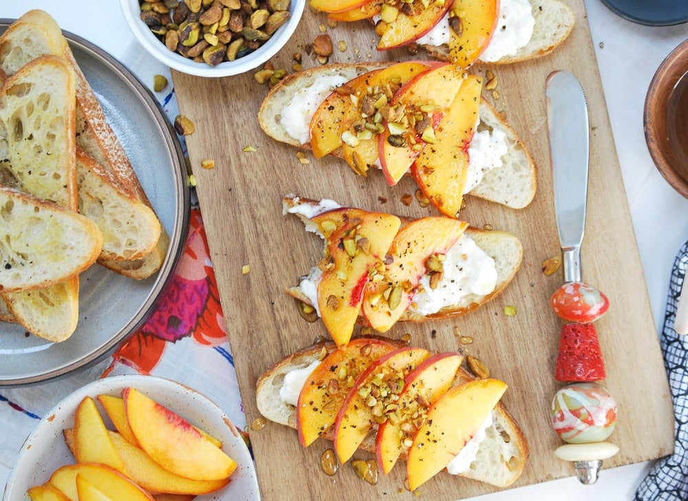 Peach Burrata Crostini-6