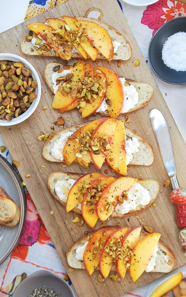 Peach Burrata Crostini