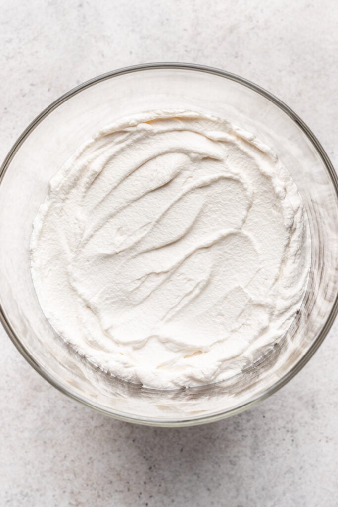 whipped cream in a trifle dish