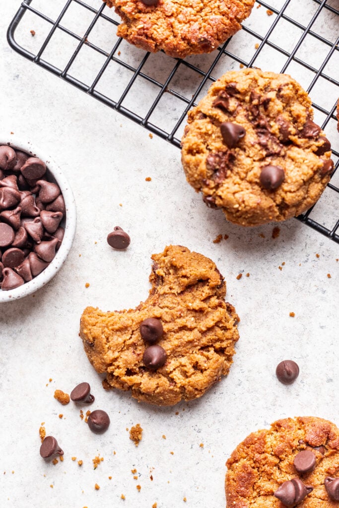 chocolate chip cookie with a bite taken out