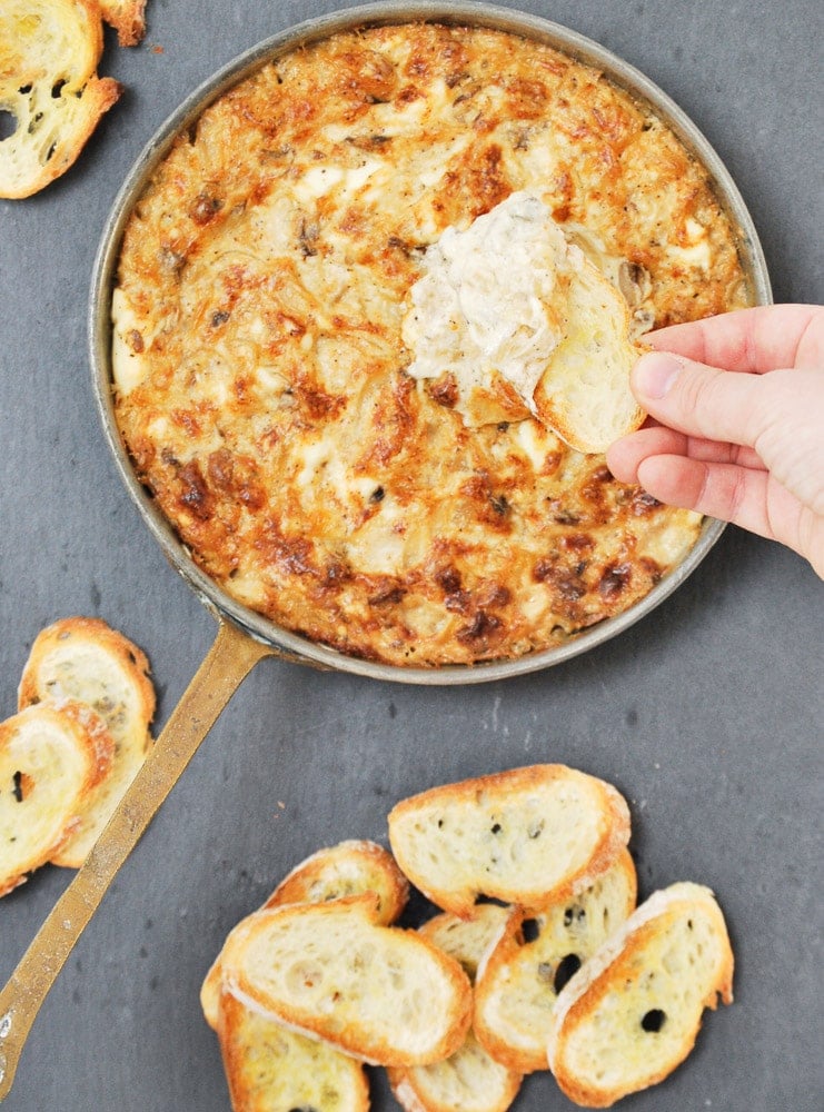 Cheesy Caramelized Onion and Mushroom Dip-3