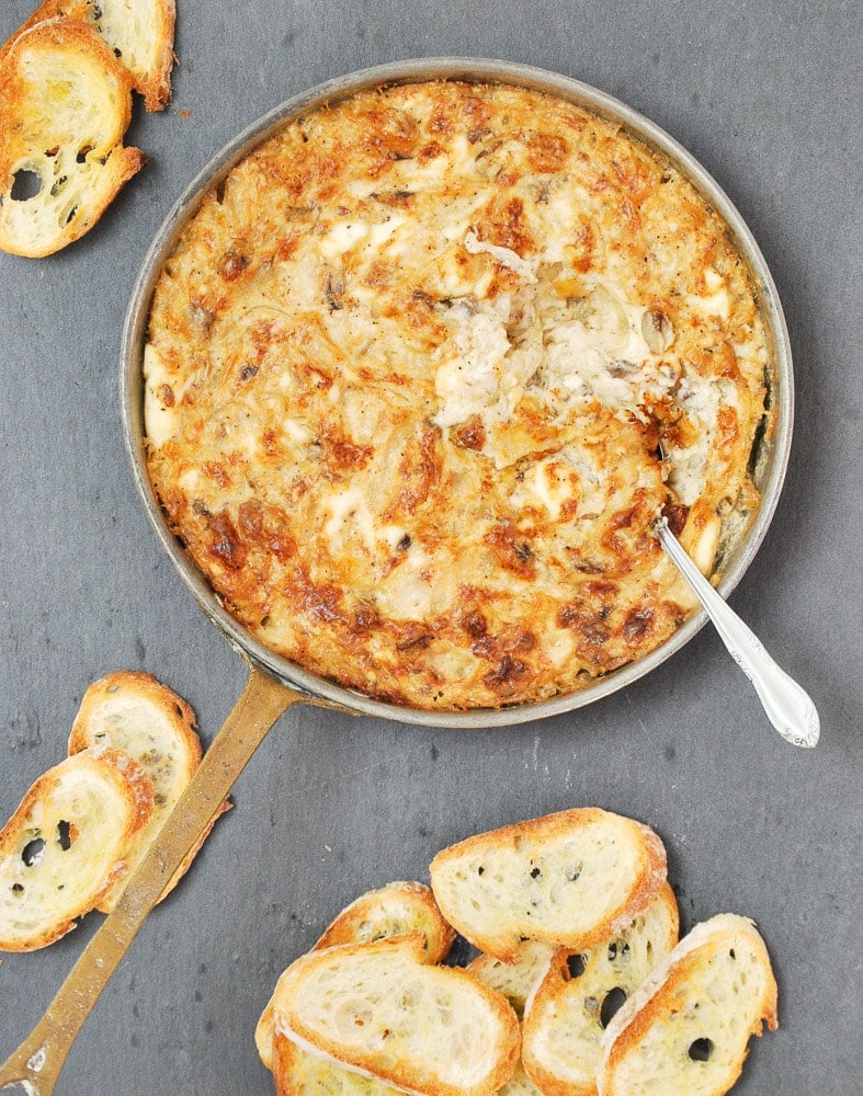 Cheesy Caramelized Onion and Mushroom Dip-4
