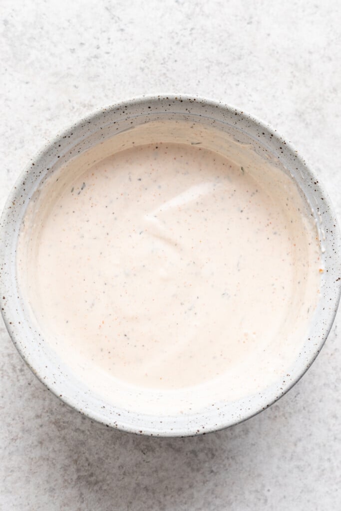 bowl with yogurt dressing