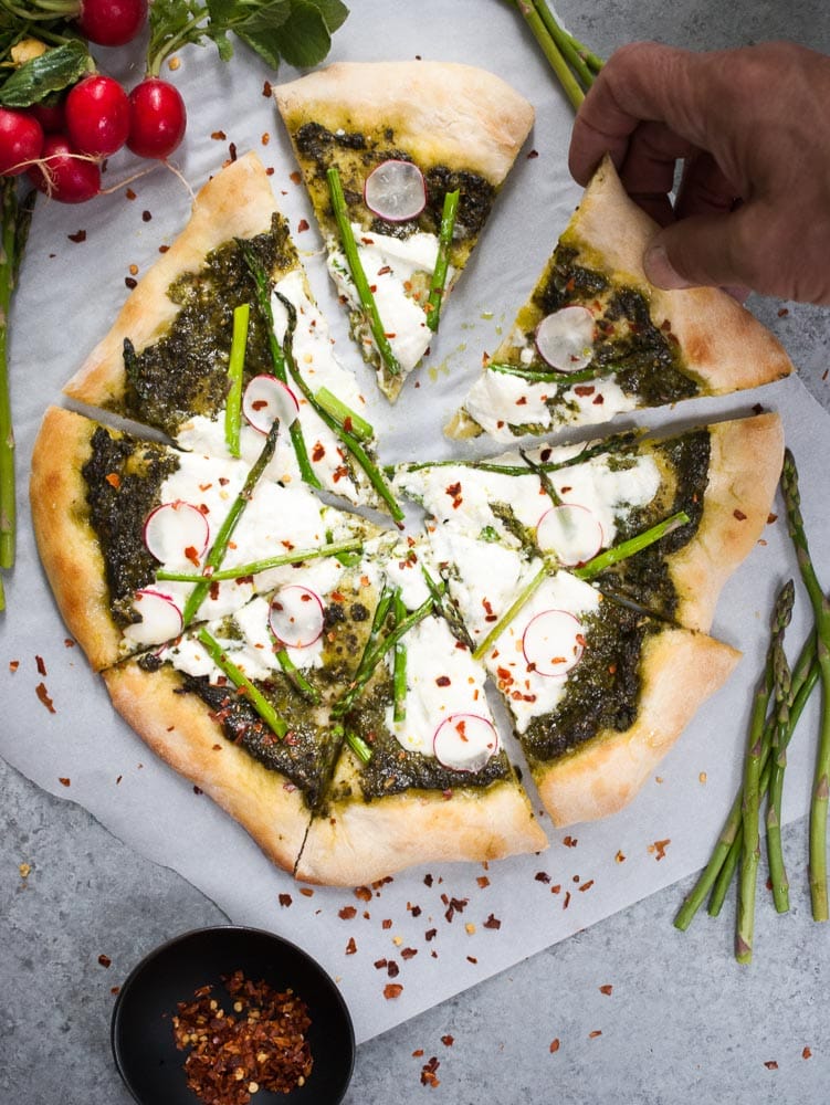 Pesto, Asparagus, & Burrata Pizza-3