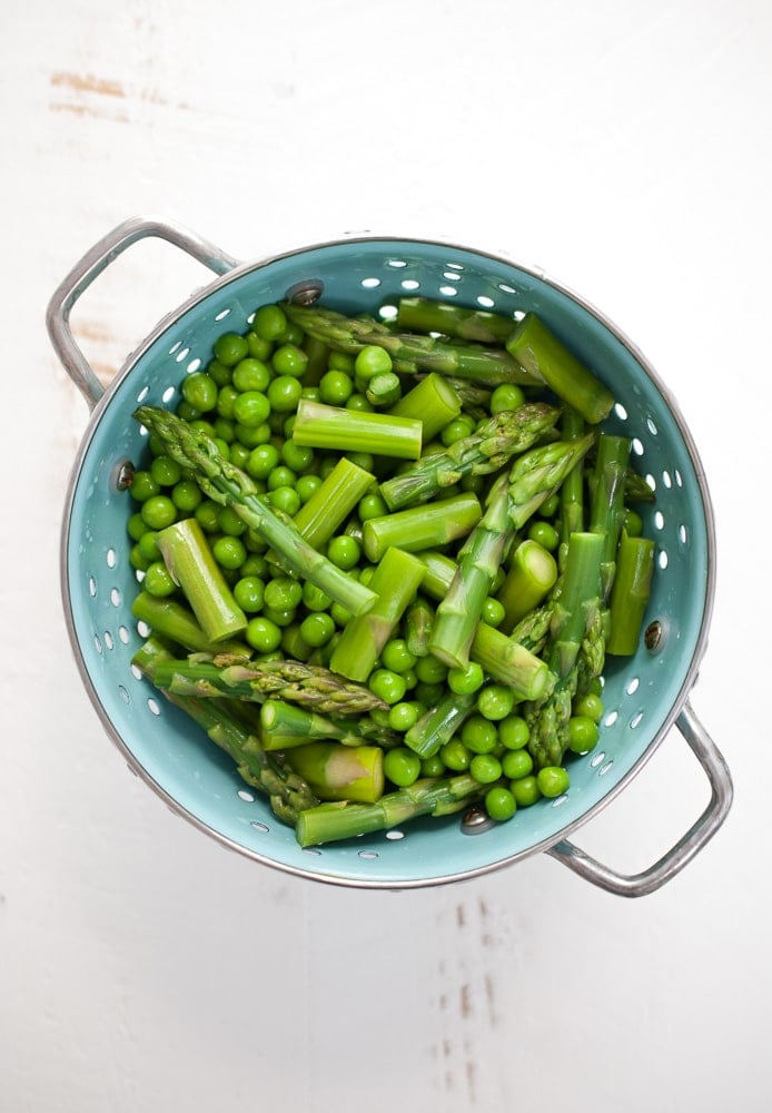 Spring Pasta Salad w- Asparagus, Peas, & Greens