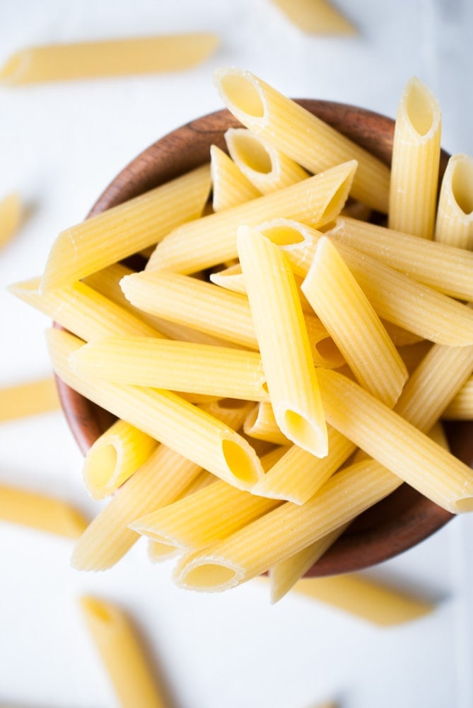 bowl of dried penne