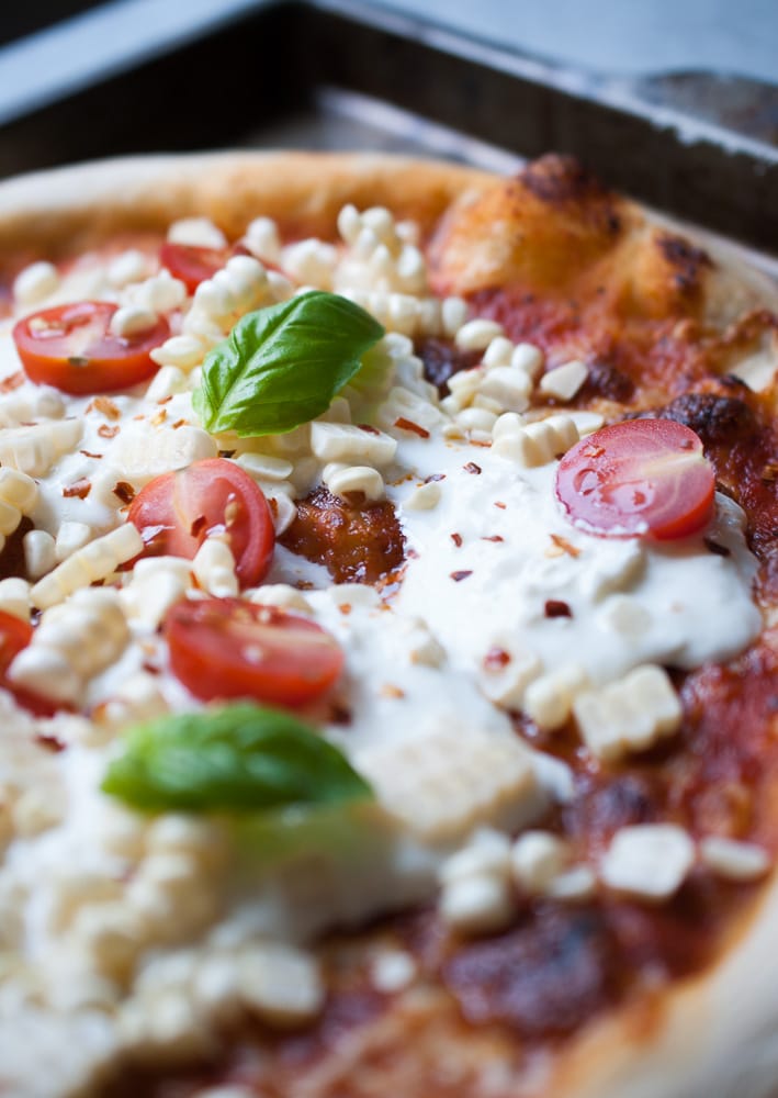 Burrata Pizza w- Fresh Corn & Tomatoes