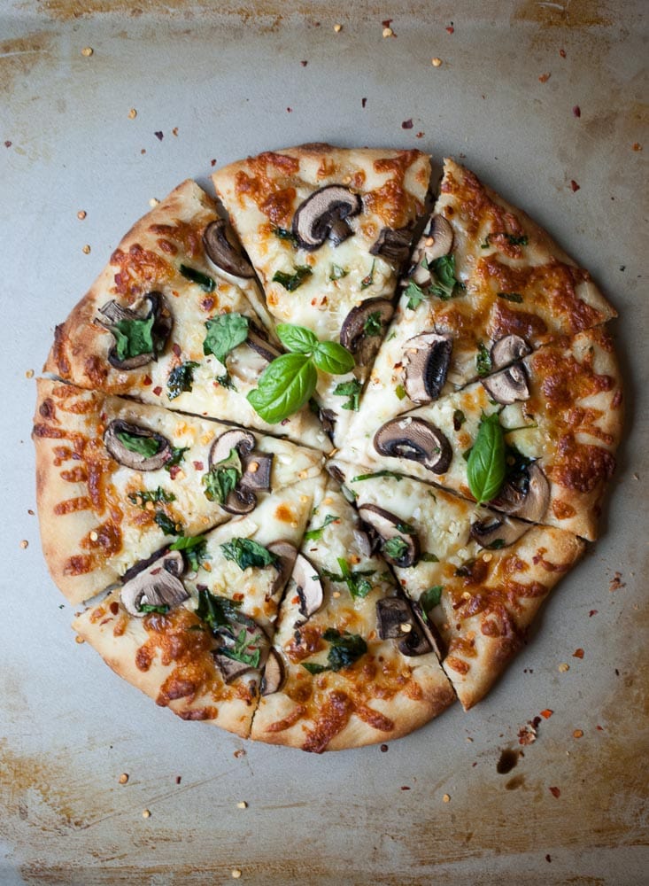 Mushroom, Garlic, & Spinach Pizza