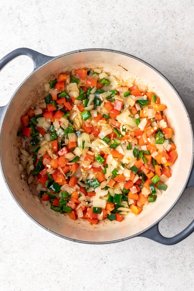 chopped veggies in a large pot