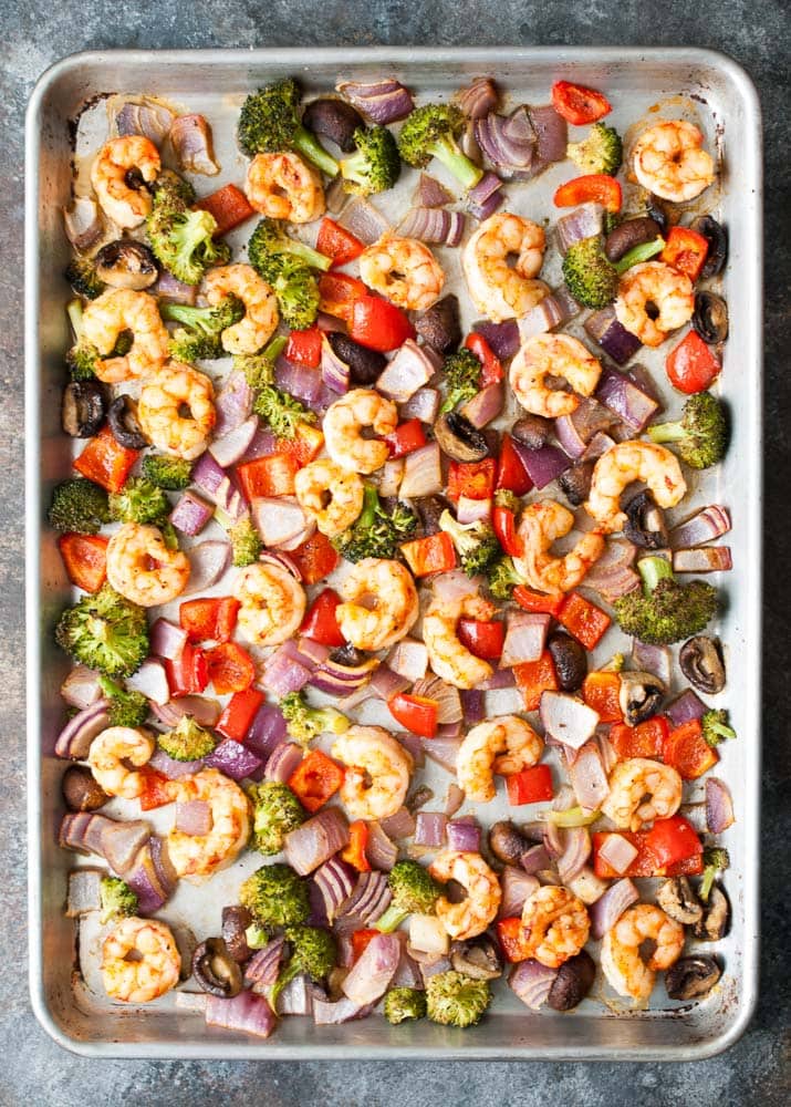 One Pan Roasted Shrimp & Veggies