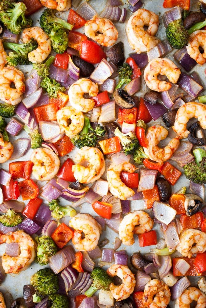 One Pan Roasted Shrimp & Veggies