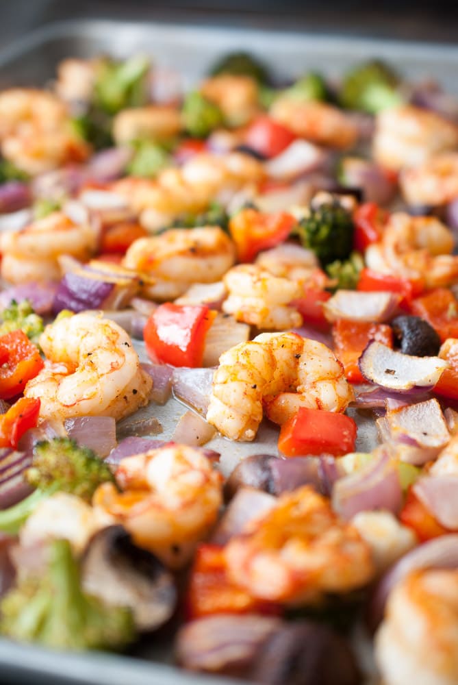 One Pan Roasted Shrimp & Veggies
