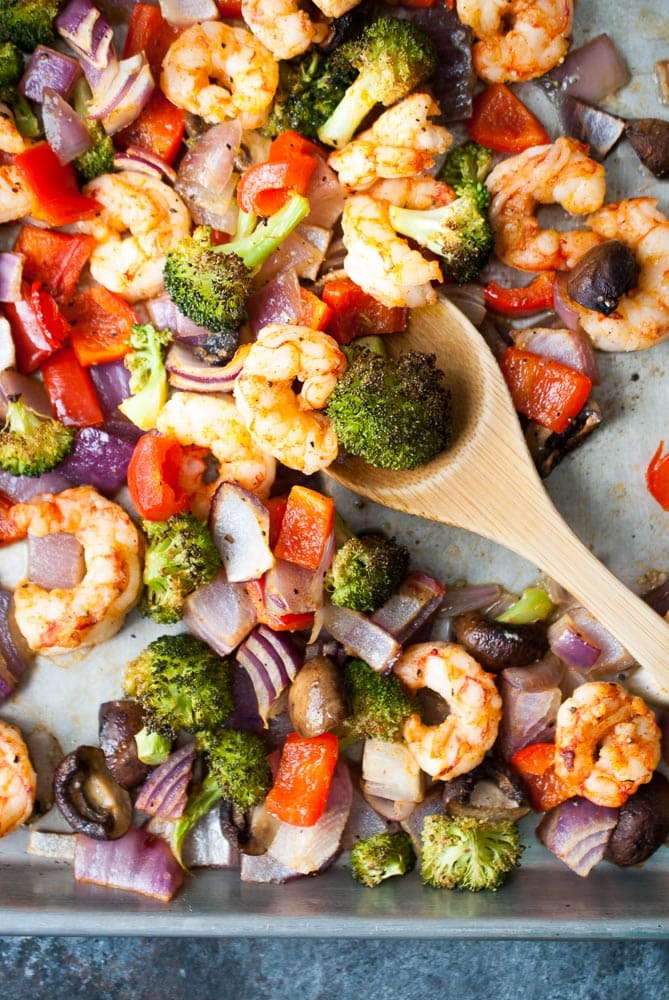 One Pan Roasted Shrimp & Veggies