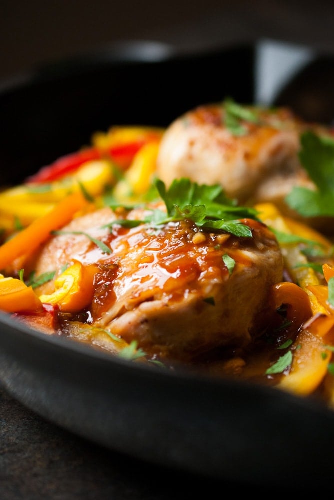 Sweet Ginger Glazed Chicken & Peppers
