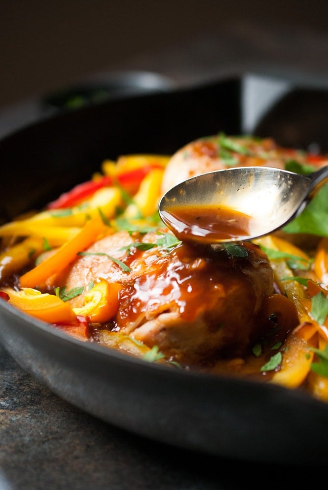 Sweet Ginger Glazed Chicken & Peppers