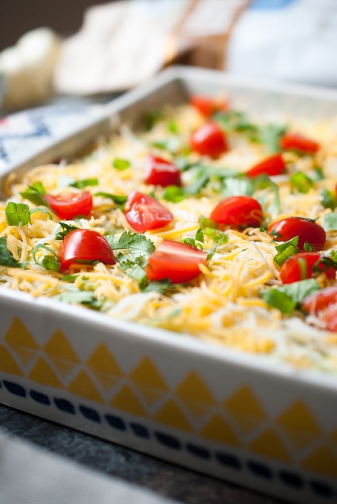straight on shot of taco dip