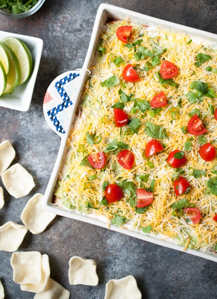 overhead shot of taco dip