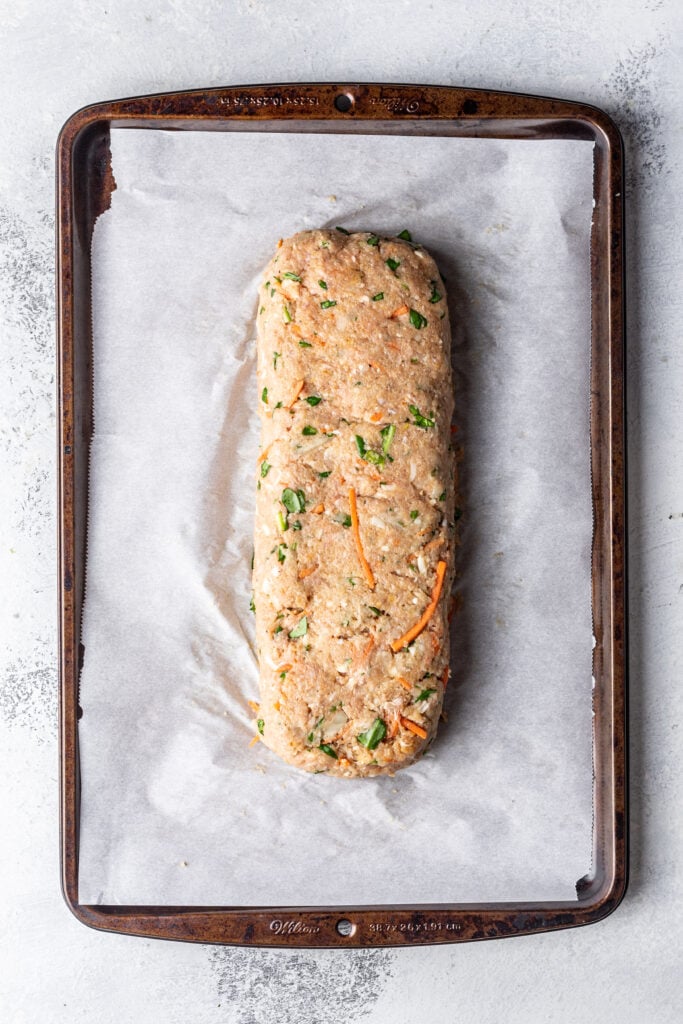 turkey meatloaf on a sheet pan