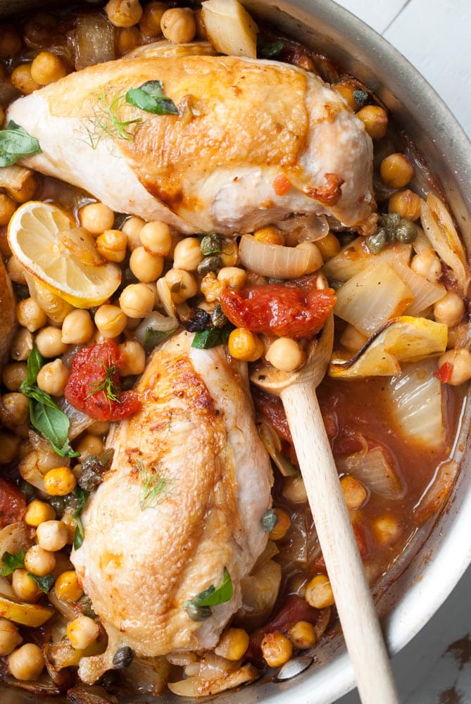 Chicken with Fennel Garbanzo Beans & Tomatoes