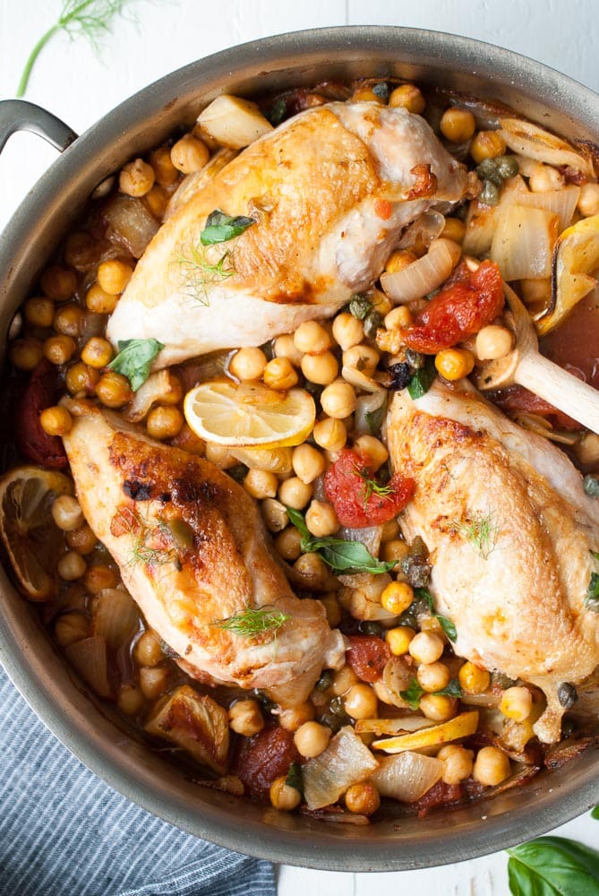 Chicken with Fennel Garbanzo Beans & Tomatoes