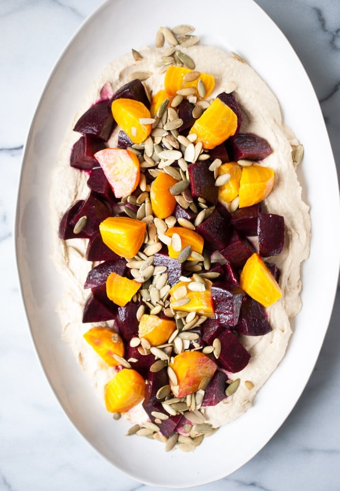 Roasted Beets & Hummus w/ Pumpkin Seeds