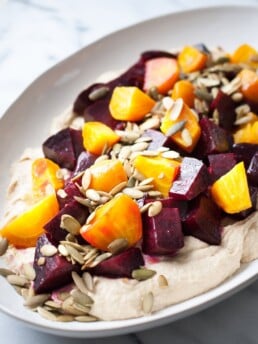 Roasted Beets & Hummus w/ Pumpkin Seeds