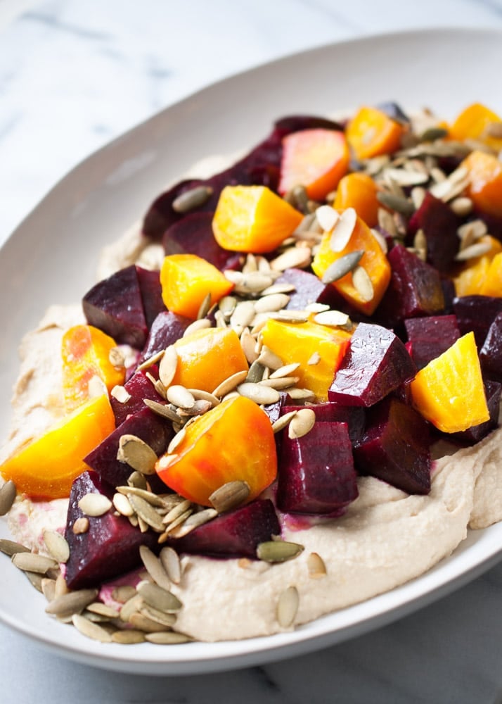 Roasted Beets & Hummus w/ Pumpkin Seeds