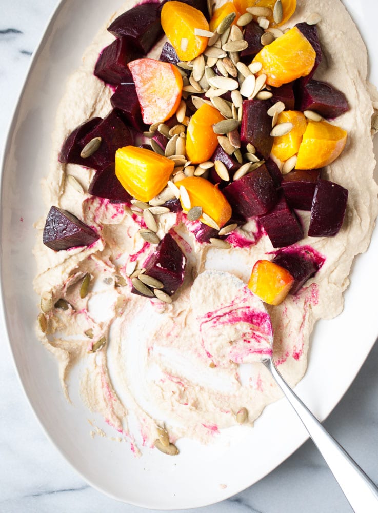 Roasted Beets & Hummus w/ Pumpkin Seeds