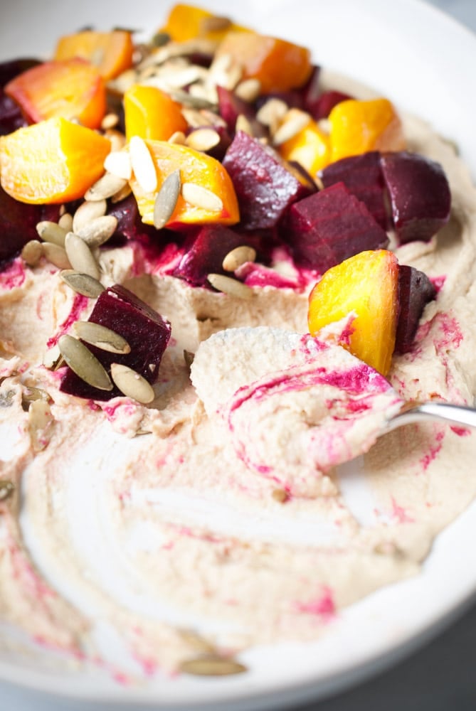 Roasted Beets & Hummus w/ Pumpkin Seeds
