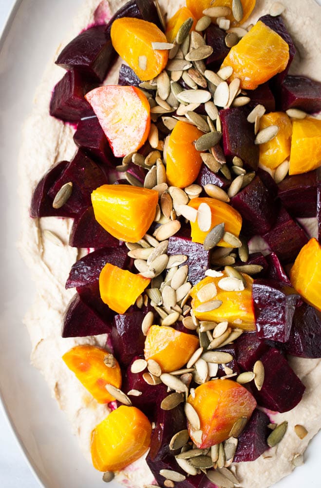 Roasted Beets & Hummus w/ Pumpkin Seeds