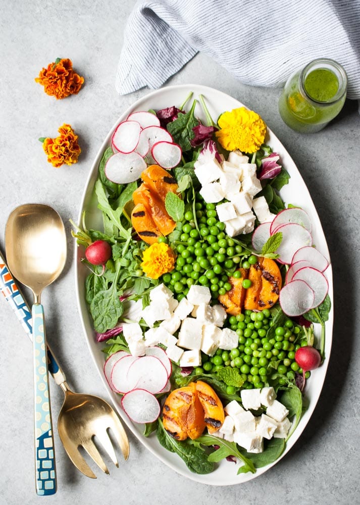 Spring Pea Salad w/ Grilled Apricots & Feta