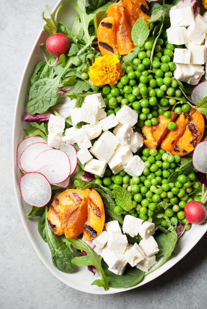 Spring Pea Salad w/ Grilled Apricots & Feta