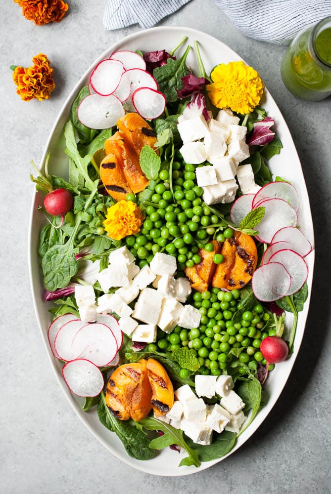 Spring Pea Salad w/ Grilled Apricots & Feta