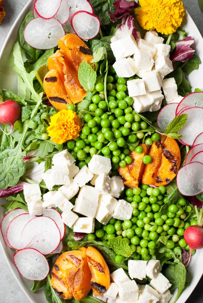 Spring Pea Salad w/ Grilled Apricots & Feta