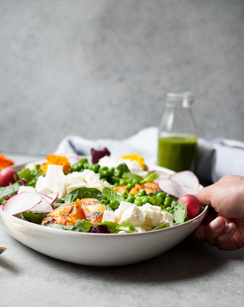 Spring Pea Salad w/ Grilled Apricots & Feta