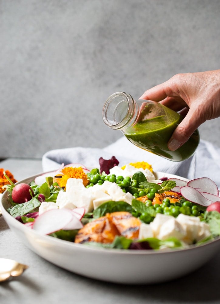Spring Pea Salad w/ Grilled Apricots & Feta