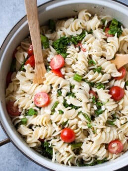 Grilled Broccolini, Corn & Tomato Pasta Salad