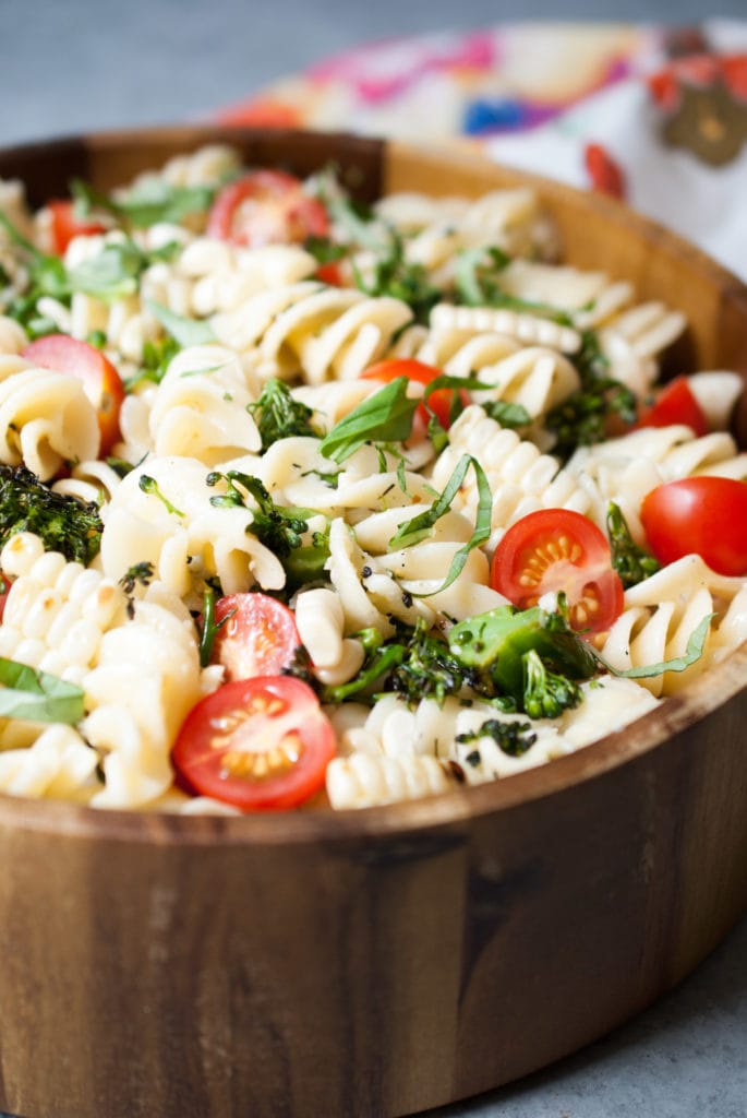 Grilled Broccolini, Corn & Tomato Pasta Salad