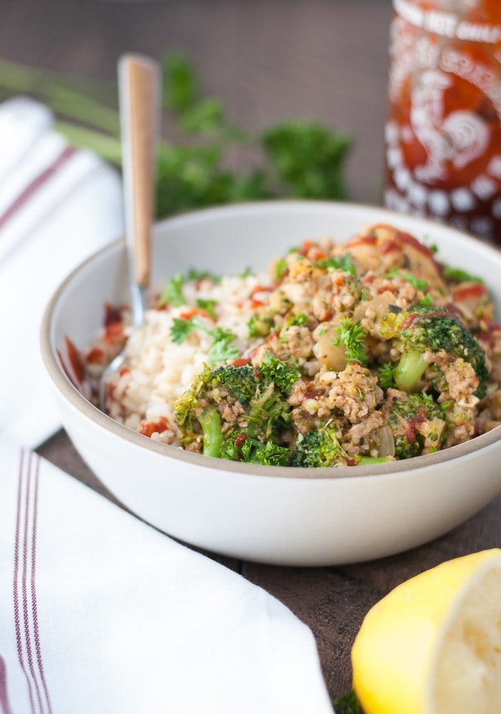 Ground Turkey & Veggie Brown Rice Bowls