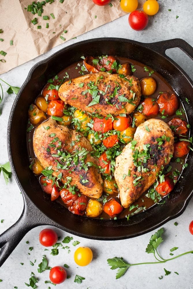 Balsamic Mustard Chicken w/ Cherry Tomatoes