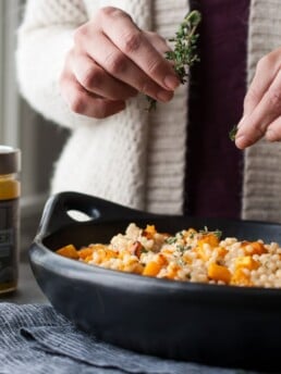 Cheesy Roasted Butternut Squash Couscous Casserole