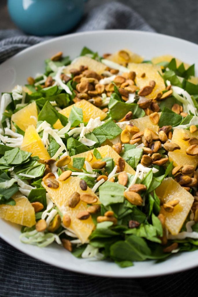 Spinach & Green Cabbage Citrus Salad w- Pistachios