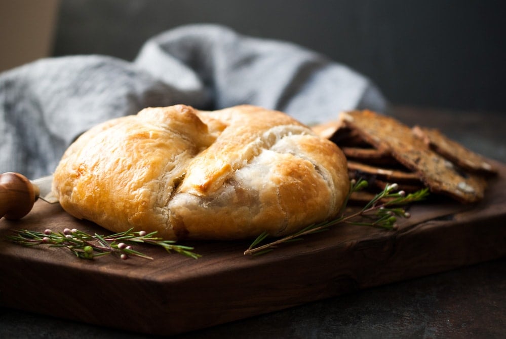 Baked Puff Pastry Wrapped Brie w- Fig Jam