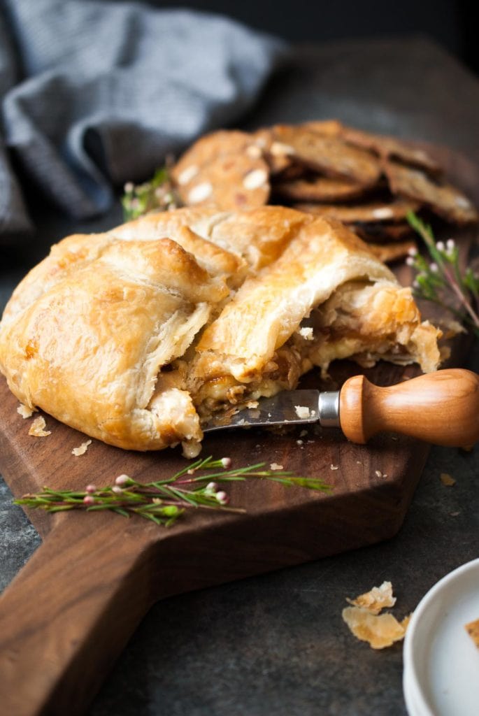 Baked Puff Pastry Wrapped Brie w- Fig Jam
