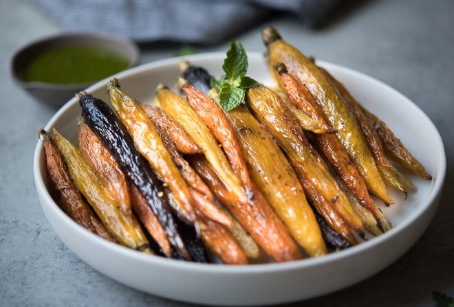 Oven Roasted Carrots w- Cilantro Mint Sauce