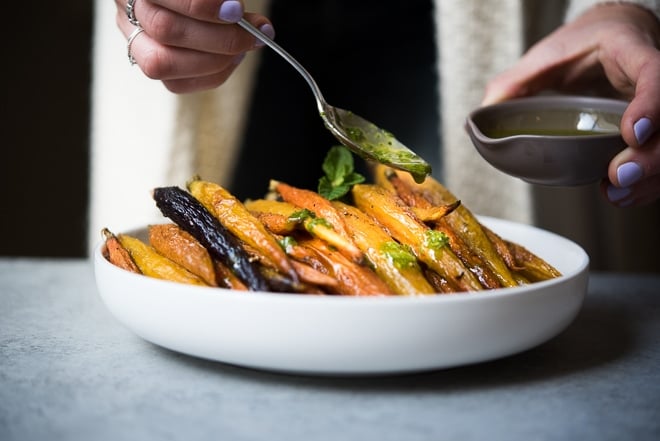 Oven Roasted Carrots w- Cilantro Mint Sauce
