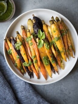 Oven Roasted Carrots w- Cilantro Mint Sauce