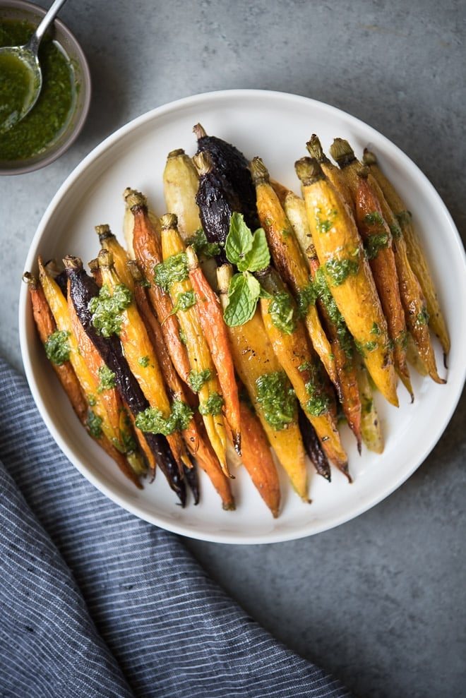 Oven Roasted Carrots w- Cilantro Mint Sauce
